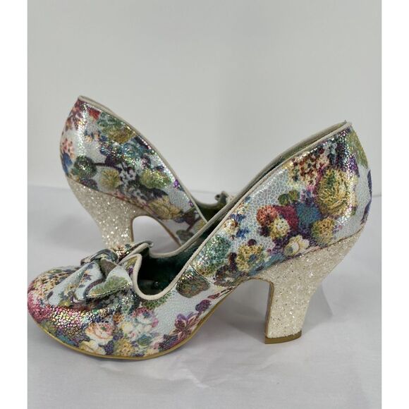 Irregular Choice Nick Of Time Floral Sparkling Cream Heels Size 41 US 10 - Picture 6 of 16